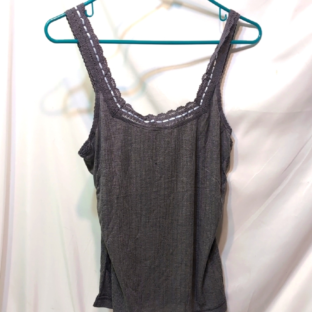 Intimately Free People Gray Ribbed Fitted "Only You" Tank Size XL NWT